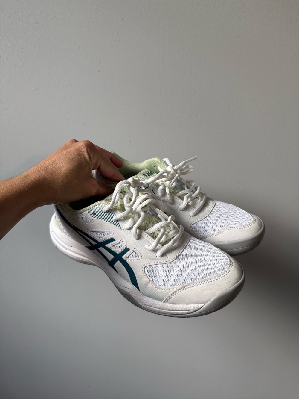 Asics Upcourt 5 Tennis Shoes White Ink Teal Gray Women’s Size 6 1072A088-102 - Picture 9 of 12